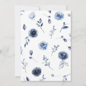 Navy Blue Flowers Graduation Party Kaart (Achterkant)