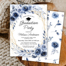 Navy Blue Flowers Graduation Party