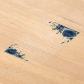 Navy Blue Flowers, Greenery, Boho, Any Birthday Acryl Uitnodigingen (Laagn)