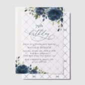 Navy Blue Flowers, Greenery, Boho, Any Birthday Vellum Uitnodigingen (Offset (Uitnodiging))