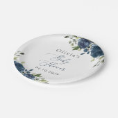 Navy Blue Flowers, Greenery, Boho, Baby shower Papieren Bordje (Gekanteld)