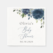 Navy Blue Flowers, Greenery, Boho, Baby shower Servet (Voorkant)