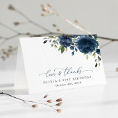 Navy Blue Flowers, Greenery, Boho, Birthday Bedankkaart