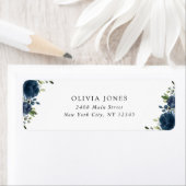 Navy Blue Flowers, Greenery, Boho, Birthday Etiket (Insitu)