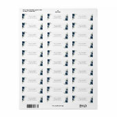 Navy Blue Flowers, Greenery, Boho, Birthday Etiket (Full Sheet)