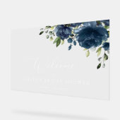Navy Blue Flowers, Greenery, Boho, Bridal Welcome Acryl Bord (Hoek)
