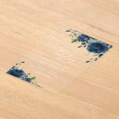 Navy Blue Flowers, Greenery, Boho, Floral Wedding Acryl Uitnodigingen (Laagn)