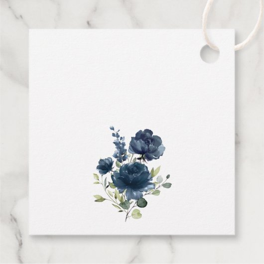 Navy Blue Flowers, Greenery, Boho, Floral Wedding Bedankjes Labels (Achterkant)
