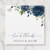 Navy Blue Flowers, Greenery, Boho, Floral Wedding Bedankjes Labels (Voorkant)