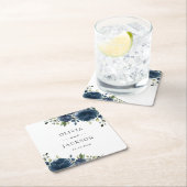 Navy Blue Flowers, Greenery, Boho, Floral Wedding Kartonnen Onderzetters (Insitu)