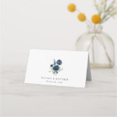 Navy Blue Flowers, Greenery, Boho, Floral Wedding Plaatskaartje (Achterkant)