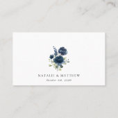 Navy Blue Flowers, Greenery, Boho, Floral Wedding Plaatskaartje (Achterkant)