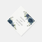 Navy Blue Flowers, Greenery, Boho, Floral Wedding Servet (Hoek)