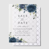 Navy Blue Flowers, Greenery, Boho, Floral Wedding Vellum Uitnodigingen (Offset (Uitnodiging))