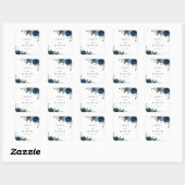 Navy Blue Flowers, Greenery, Boho, Floral Wedding Vierkante Sticker (Vel)