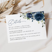 Navy Blue Flowers, Greenery, Boho, huwelijksgegeve Informatiekaartje