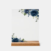 Navy Blue Flowers, Greenery, Boho, Mimosa Bar Acryl Bord (Voorkant)