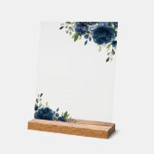 Navy Blue Flowers, Greenery, Boho, Mimosa Bar Acryl Bord (Hoek)