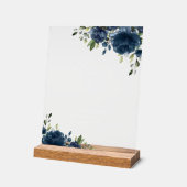Navy Blue Flowers, Greenery, Boho, Momosa Bar Acryl Bord (Hoek)