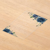 Navy Blue Flowers, Greenery, Boho, Sweet 16 Acryl Uitnodigingen (Laagn)