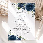 Navy Blue Flowers, Greenery, Boho, Sweet 16 Kaart<br><div class="desc">Nodig vrienden en familie in stijl uit en zet de toon voor uw speciale dag met deze charmante verjaardagsuitnodiging. Het ontwerp is voorzien van blauw waterverf en groen op witte achtergrond.</div>