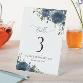 Navy Blue Flowers, Greenery, Boho, tabelnummers Reclamebord Met Voetstuk (Insitu)