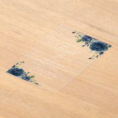 Navy Blue Flowers, Greenery, Boho, Vrijgezellenfee Acryl Uitnodigingen (Laagn)