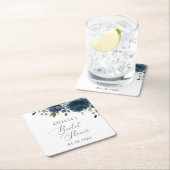Navy Blue Flowers, Greenery, Boho, Vrijgezellenfee Kartonnen Onderzetters (Insitu)