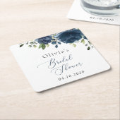 Navy Blue Flowers, Greenery, Boho, Vrijgezellenfee Kartonnen Onderzetters (Schuin)