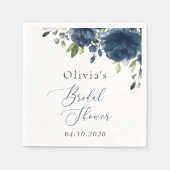 Navy Blue Flowers, Greenery, Boho, Vrijgezellenfee Servet (Voorkant)