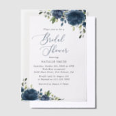 Navy Blue Flowers, Greenery, Boho, Vrijgezellenfee Vellum Uitnodigingen (Offset)