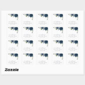 Navy Blue Flowers, Greenery, Boho, Vrijgezellenfee Vierkante Sticker (Vel)