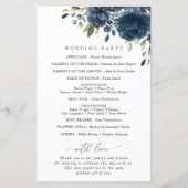 Navy Blue Flowers, Greenery, Boho, Wedding Program (Achterkant)