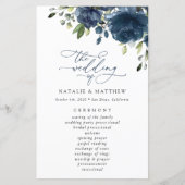 Navy Blue Flowers, Greenery, Boho, Wedding Program (Voorkant)
