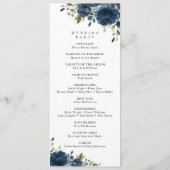 Navy Blue Flowers, Greenery, Boho, Wedding Program Programmakaart (Achterkant)