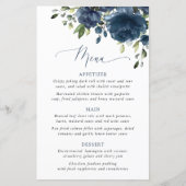 Navy Blue Flowers, Greenery, Bridal Shower Menu (Voorkant)