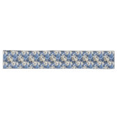 Navy Blue Flowers Ivory Floral Table Runner Lange Tafelloper (Horizontaal)