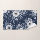 navy blue flowers modern decorative bathroom  bad handdoek (Handdoek)