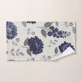 navy blue flowers modern decorative bathroom  bad handdoek (Handdoek)
