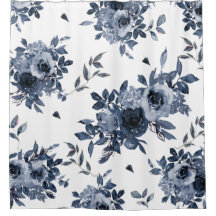 Navy Blue Flowers op White