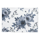Navy Blue Flowers op White Kussensloop (Achterkant)
