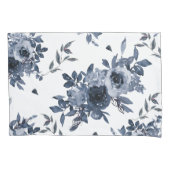 Navy Blue Flowers op White Kussensloop (Voorkant)