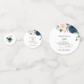 Navy Blue Flowers, Pink Flowers, Boho, Birthday Confetti (Voorkanten)