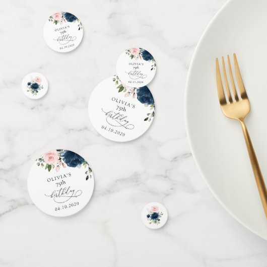 Navy Blue Flowers, Pink Flowers, Boho, Birthday Confetti (Groep)