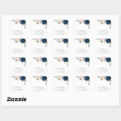 Navy Blue Flowers, Pink Flowers, Boho, Birthday Vierkante Sticker (Vel)