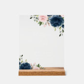 Navy Blue Flowers, Pink Flowers, Boho, Mimosa Bar Acryl Bord (Voorkant)