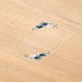 Navy Blue Flowers, Pink Flowers, Boho, Sweet 16 Acryl Uitnodigingen (Laagn)