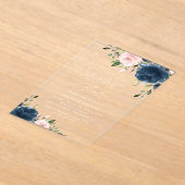 Navy Blue Flowers, Pink Flowers, Boho, Sweet 16 Acryl Uitnodigingen (Laagn)