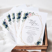 Navy Blue Flowers, Pink Flowers, Weddenprogramma