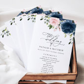 Navy Blue Flowers, Pink Flowers, Weddenprogramma